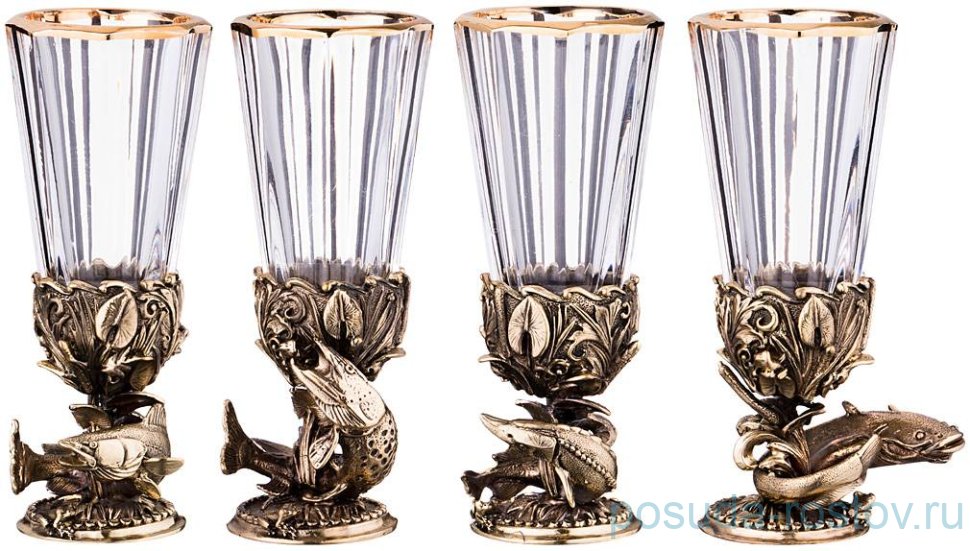 Рюмки 50 мл 4 шт "рыбы" / 274816