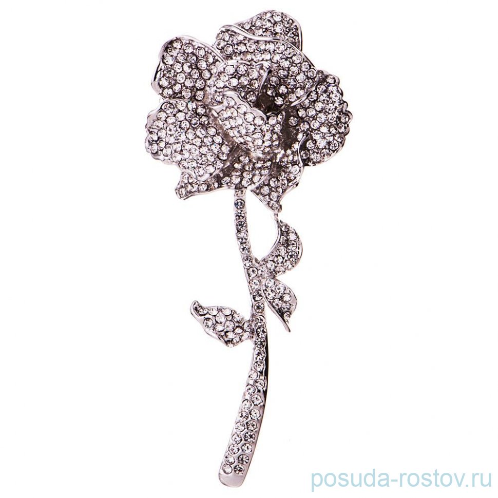 Роза в стразах серебро / 191985