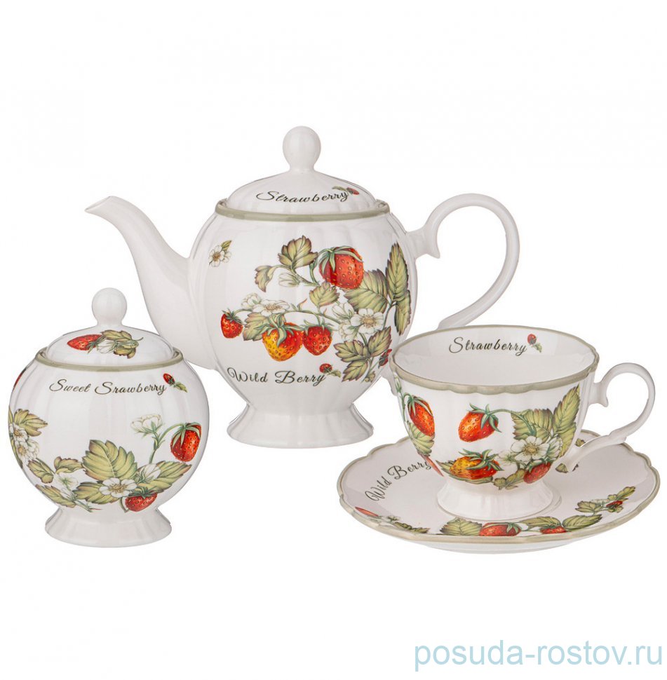 Чайный сервиз на 6 персон 14 предметов (без молочника) "Strawberry" / 303169