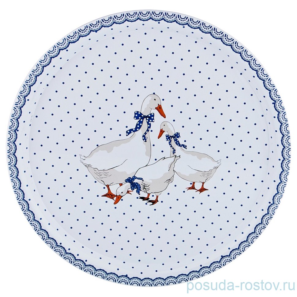 Поднос сервировочный 40 х 2 см круглый "Agness /Гуси" / 195961 Поднос сервировочный 40 х 2 см круглый "Agness /Гуси" / 195961