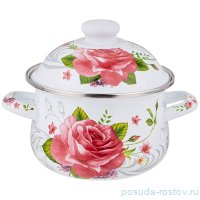 Кастрюля 16 х 10 см с крышкой эмалированная 1,5 л &quot;пленительная роза&quot; / 274423