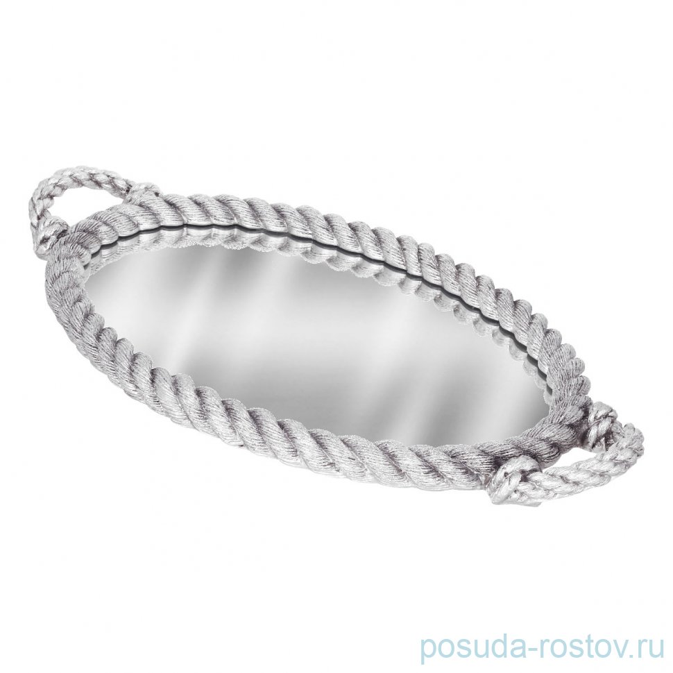 Поднос 51 см овальный с ручками серый "Rope"  / 285471