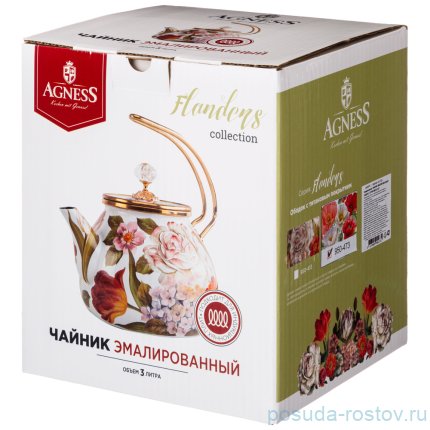Чайник 3 л эмалированный &quot;Agness /Маки&quot; / 256784