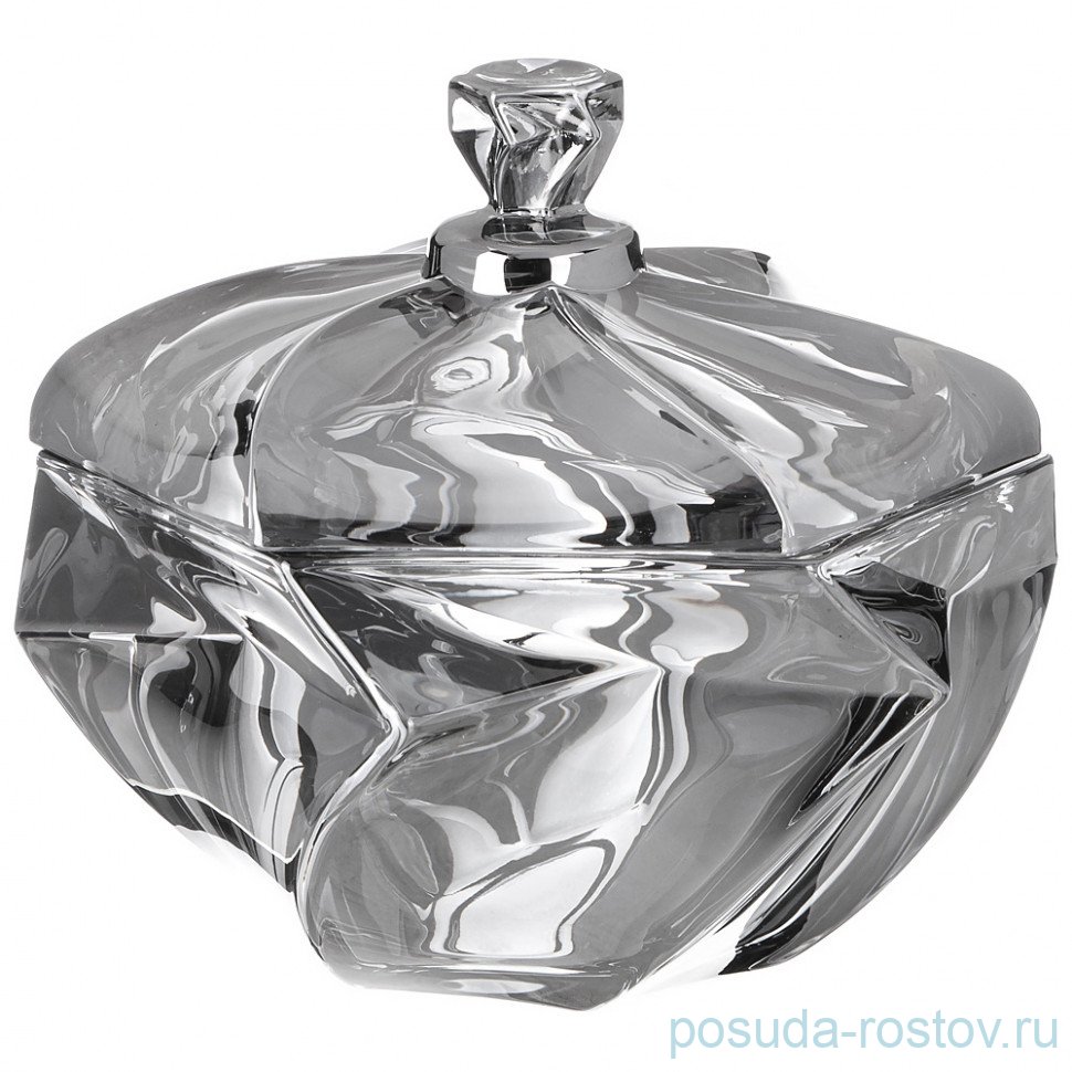 Конфетница 17 х 15,5 см с крышкой серая "Bohema"   / 349460