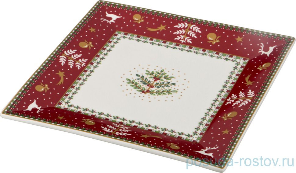 Блюдо 22 х 22 см квадратное "Christmas Collection /Красная" / 192366