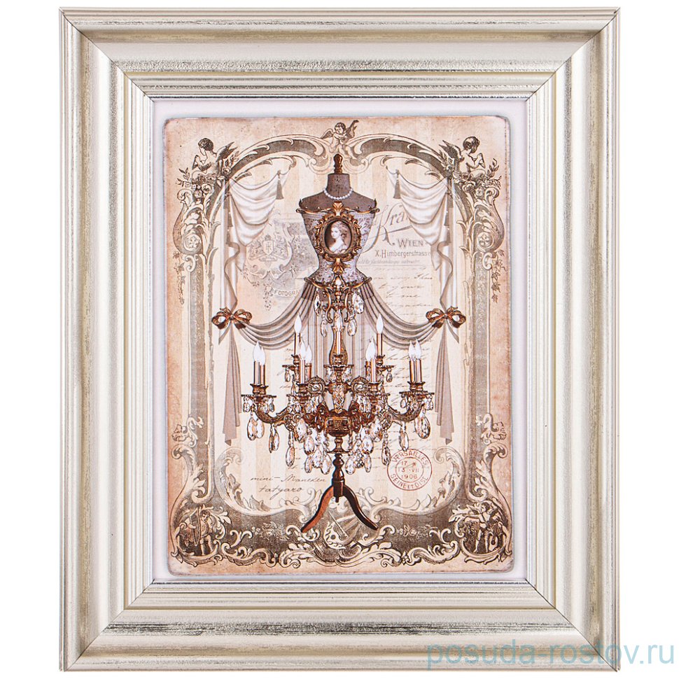 Картина 17 х 22 см "Подсвечник" /рамка серебро / 270172