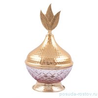 Сахарница 15 х 25 см н/н янтарная &quot;Листья /Золото&quot; / 246351