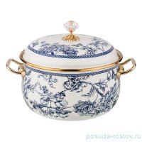 Кастрюля 22 см с крышкой эмалированная 4,8 л &quot;agness /винтаж /цветы и бабочки&quot; / 197735