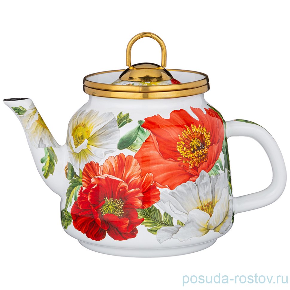 Чайник 1 л эмалированный "Agness /Маки" / 256785