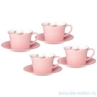 Набор чайных пар 260 мл 4 шт розовые &quot;Времена года&quot; / 242147