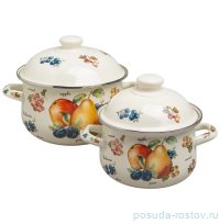 Набор кастрюль 4 предмета (16 х 10 см - 1,5 л, 20 х 12 см - 2,8 л) эмалированные &quot;Фрукты&quot; / 378310