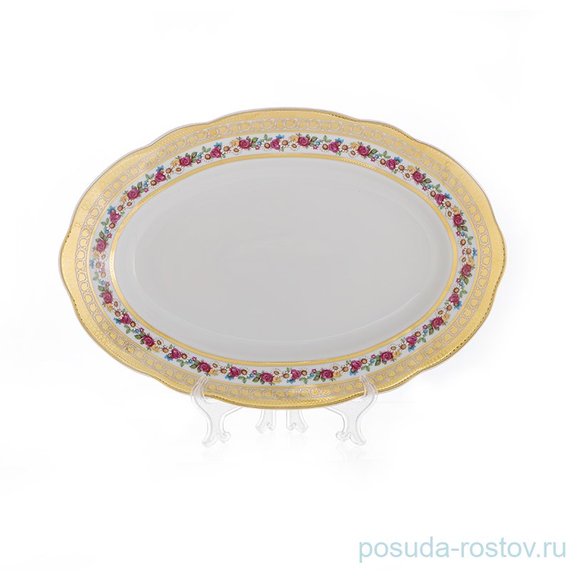 Блюдо 32 см овальное  Bohemia Porcelan Moritz Zdekauer 1810 s.r.o. "Анжелика /Цветочный венок" / 090432