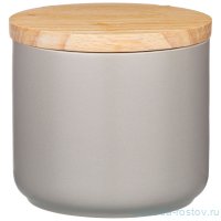 Банка для сыпучих продуктов 400 мл с бамбуковой крышкой серая &quot;Velour&quot; / 228672