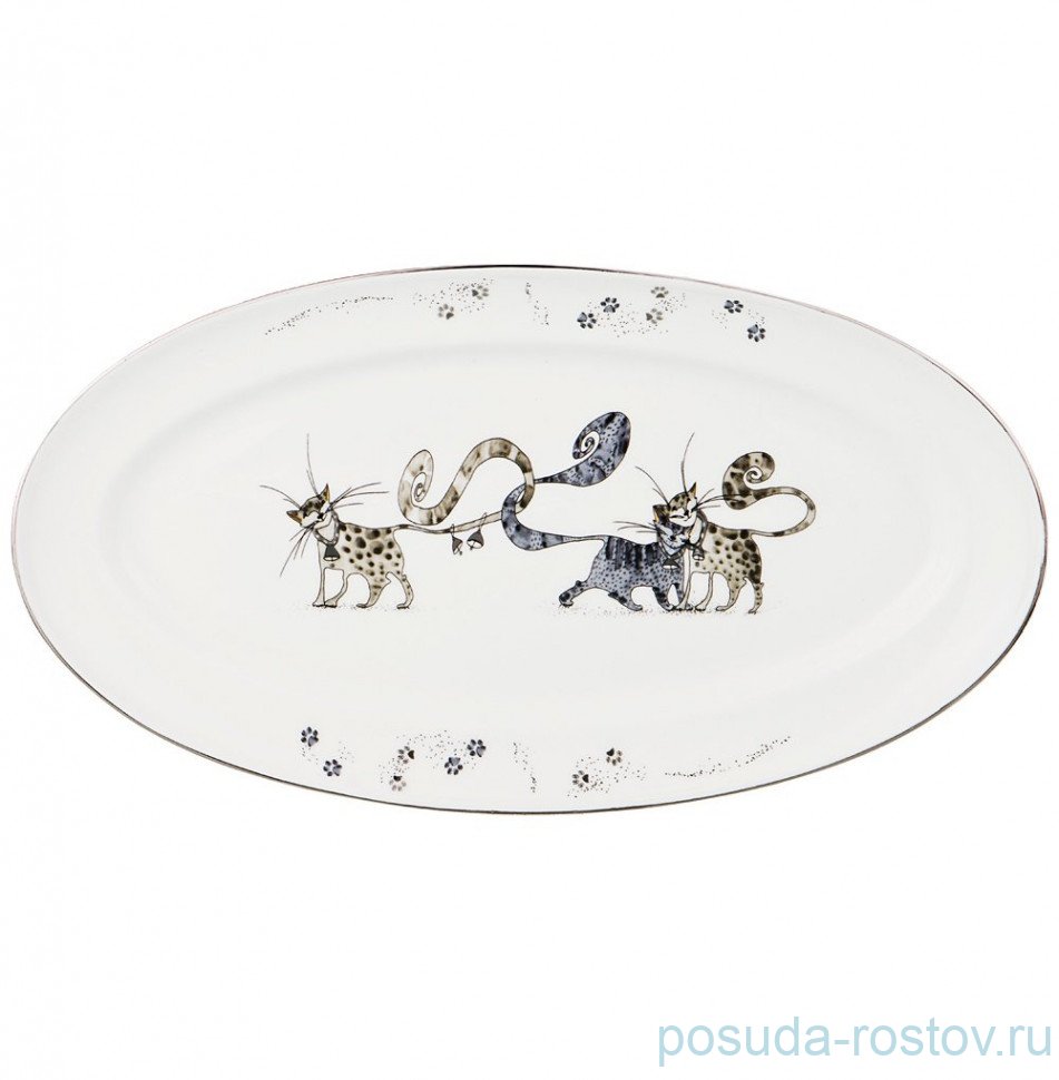 Блюдо 27 см овальное "Котики" / 195097