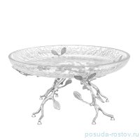 Тортница 30 см н/н &quot;Белый обгез /серебро&quot; / 335137