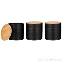 Набор банок для сыпучих продуктов 430 мл 3 шт с бамбуковой крышкой 10 х 10 х 10,5 см чёрные / 255012
