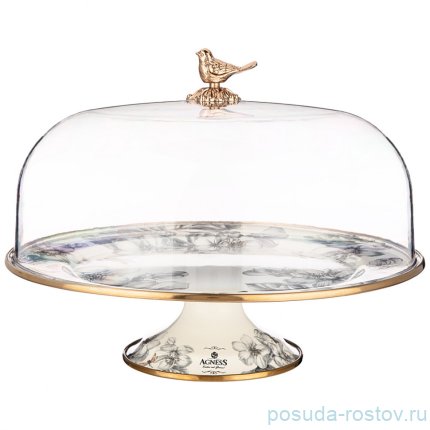 Тортница 30 см н/н с крышкой &quot;Яблоневый сад&quot; / 263609