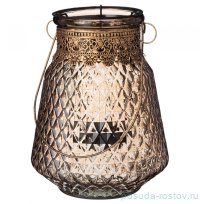 Подсвечник 15,5 х 15,5 х 20,5 см с ручкой &quot;Бухара&quot; с металлическими элементами золотой / 272856