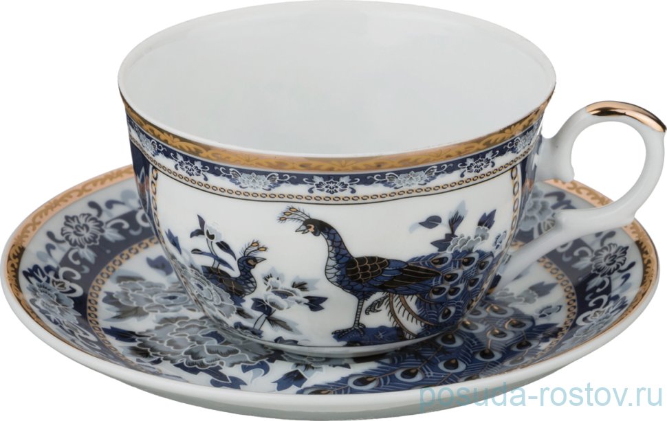 Чайная пара 200 мл 1 шт "павлин /синий" / 192897