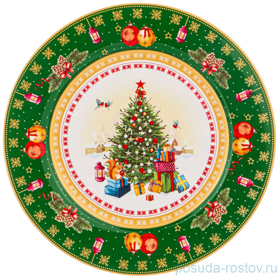 Тарелка 27 см зелёная "с новым годом! /ёлка" / 225706
