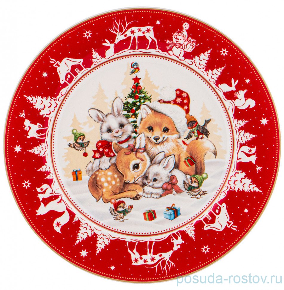 Тарелка 19 см красная "С новым годом! /Елка" / 285354 Тарелка 19 см красная "С новым годом! /Елка" / 285354