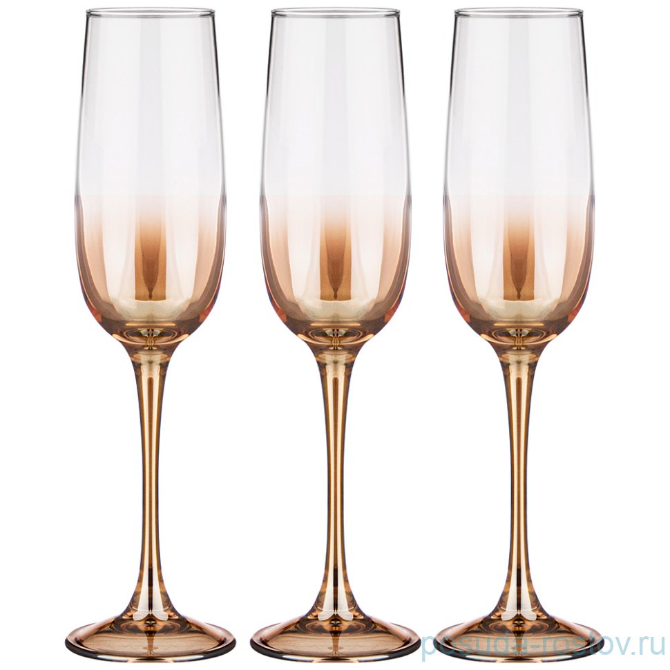 Бокалы для шампанского 175 мл 3 шт "Медовый /Омбре" / 250874 Бокалы для шампанского 175 мл 3 шт "Медовый /Омбре" / 250874