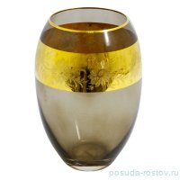 Ваза для цветов 25,5 см &quot;Хризантемы на золоте /дымчатая&quot; / 004482