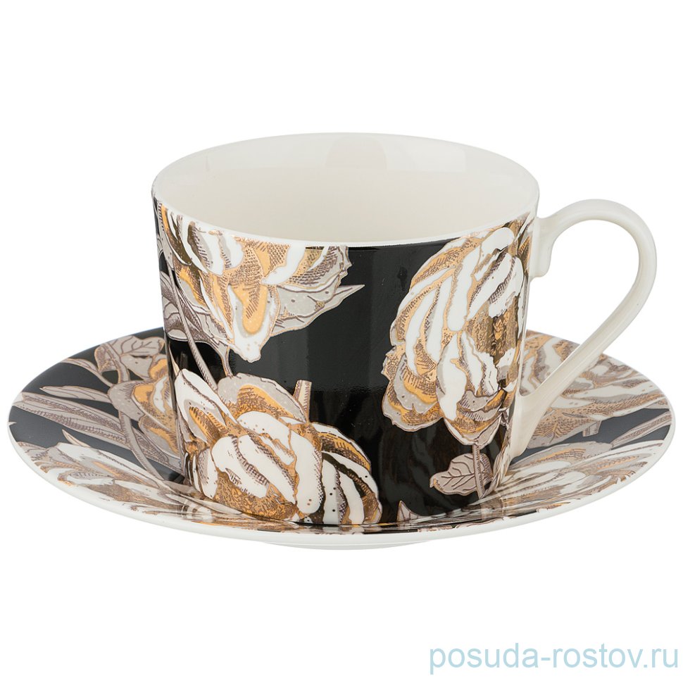 Чайная пара 240 мл 1 шт чёрная "Golden rose" / 208449