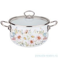 Кастрюля 20 х 12 см со стеклянной крышкой эмалированная 2,8 л &quot;Дворцовый парк&quot; / 271980