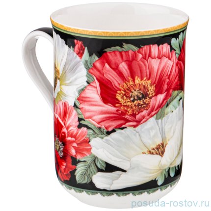 Кружка 350 мл черная &quot;Маки&quot; / 234754