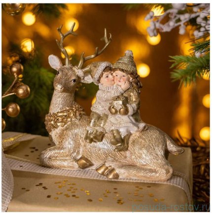 Статуэтка 14,5 х 7 х 14 см &quot;Дети на олене&quot;  / 379526