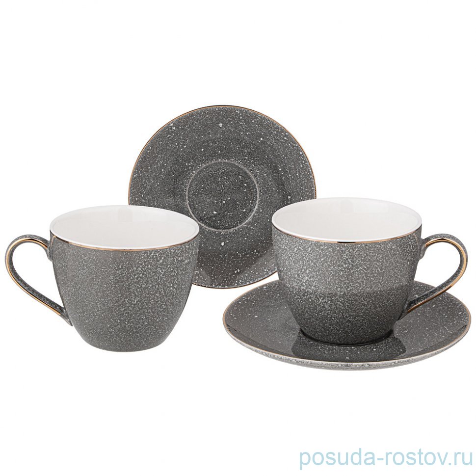 Набор чайных пар 220 мл 2 шт "Grain /серая" / 341966 Набор чайных пар 220 мл 2 шт "Grain /серая" / 341966