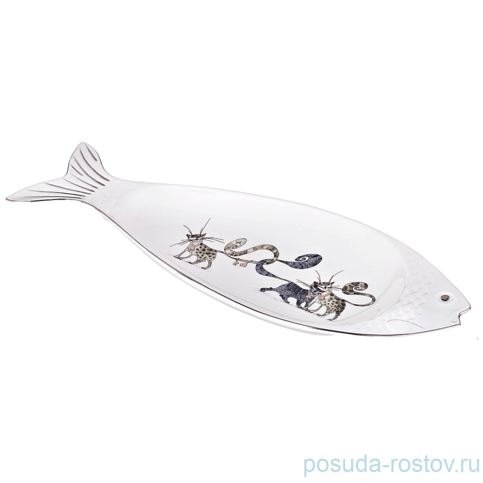 Блюдо 48 х 17 х 4 см для рыбы "Котики" / 198495