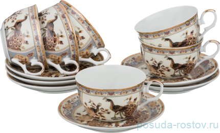 Набор чайных пар 250 мл 6 шт &quot;павлин&quot; / 196789