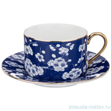 Набор чайных пар 180 мл 6 шт &quot;Сакура /Кобальт&quot; / 195026