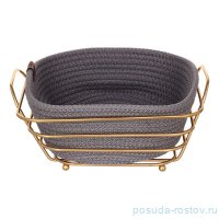 Хлебница с ручками квадратная золотая с серым YLC Home / 333469