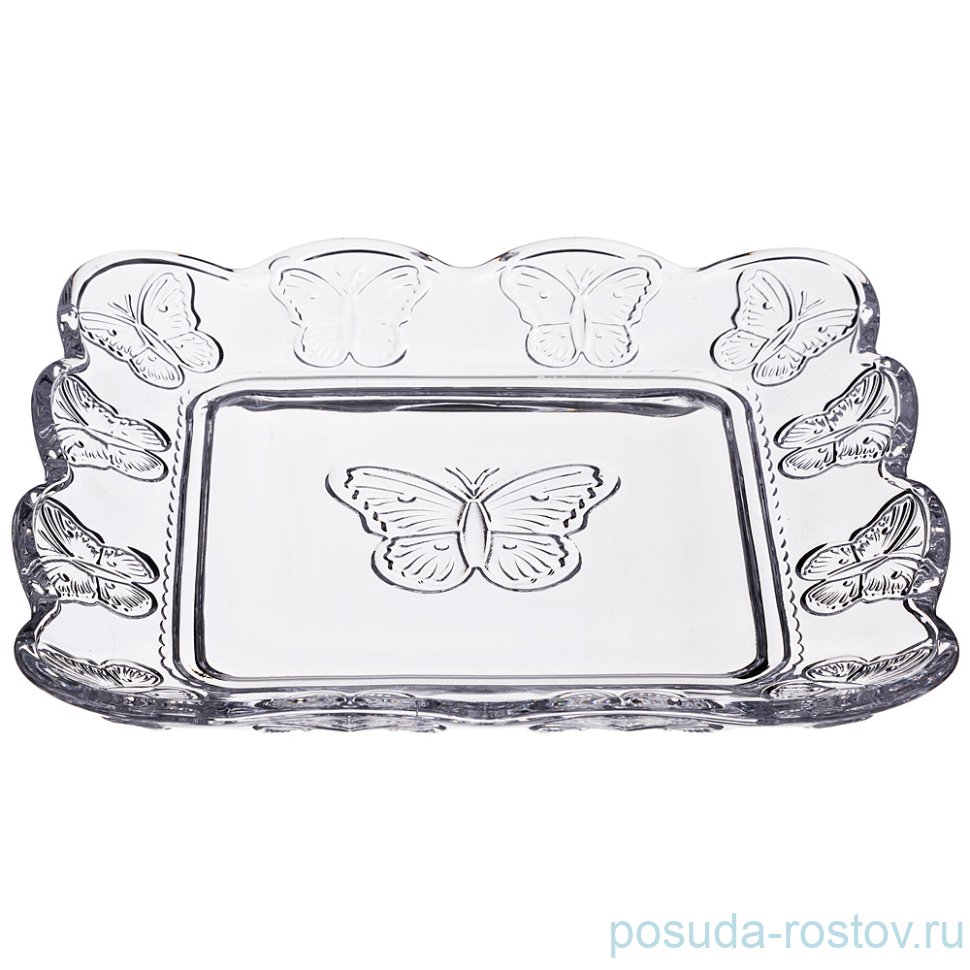 Блюдо 20 х 20 х 3 см квадратное "Бабочки /Muza" / 190108