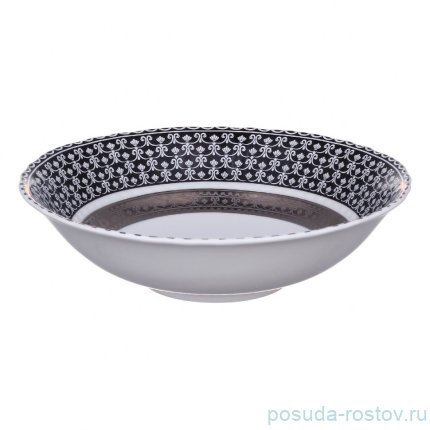 Салатник 23 см &quot;Соната /Королевская лилия на чёрном&quot; / 366187