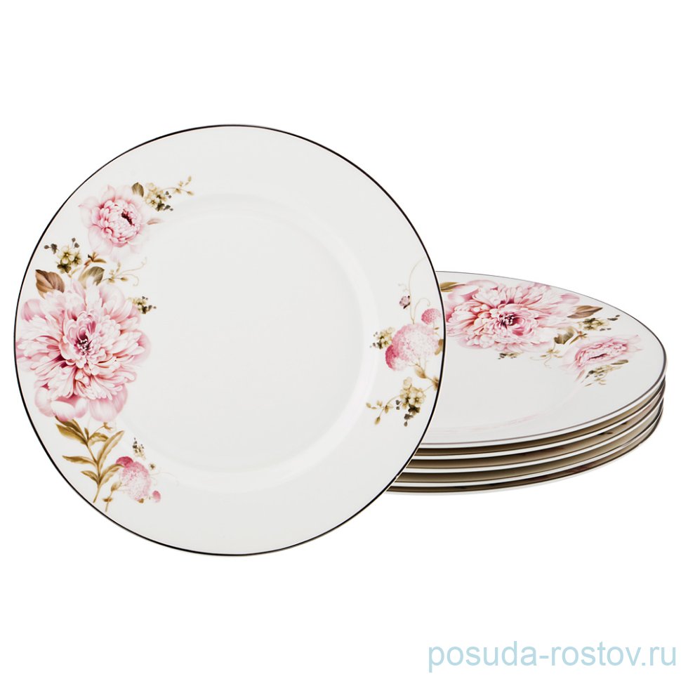 Набор тарелок 26,5 см 6 шт "пионы" / 186249 Набор тарелок 26,5 см 6 шт "пионы" / 186249