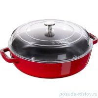 Сотейник 28 см со стеклянной крышкой вишневый &quot;STAUB&quot; / 235413