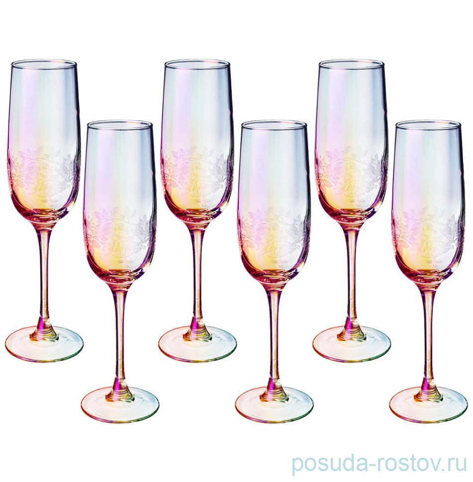 Бокалы для шампанского 175 мл 6 шт "flower /лиловая дымка" / 328015 Бокалы для шампанского 175 мл 6 шт "flower /лиловая дымка" / 328015