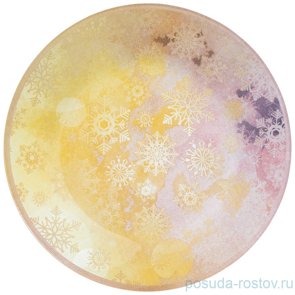 Тарелка 20 см жёлтая "Новогодний калейдоскоп /Снежинки" / 268456 Тарелка 20 см жёлтая "Новогодний калейдоскоп /Снежинки" / 268456