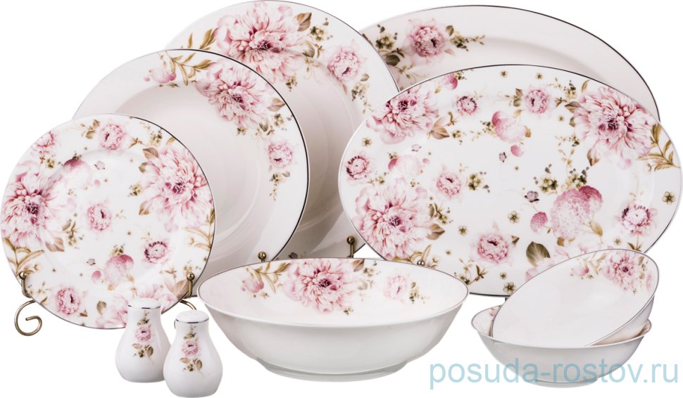 Столовый сервиз на 6 персон 25 предметов (без супника) "Пионы" / 186226