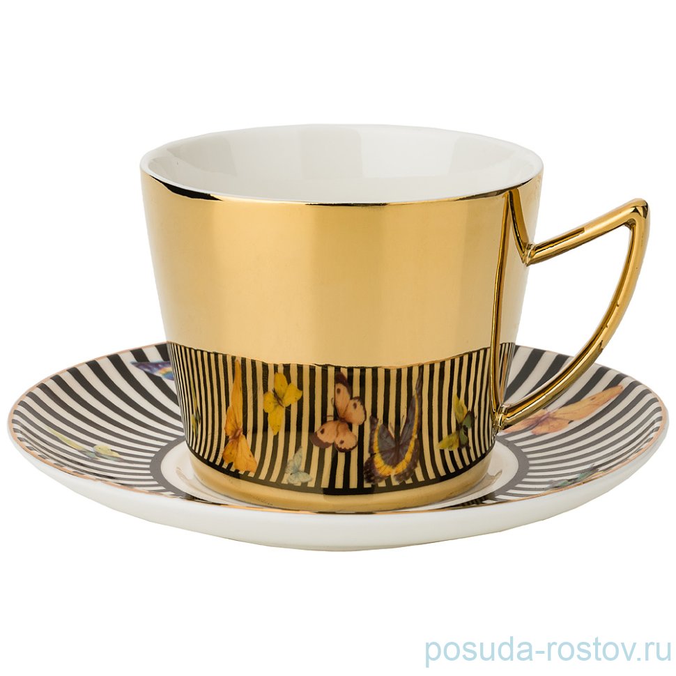 Чайная пара 220 мл 1 шт золотой "BUTTERFLY" / 229558