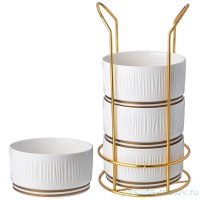 Набор салатников 11,5 х 6 см 4 шт на металлической подставке 450 мл &quot;Herbal&quot; / 341827