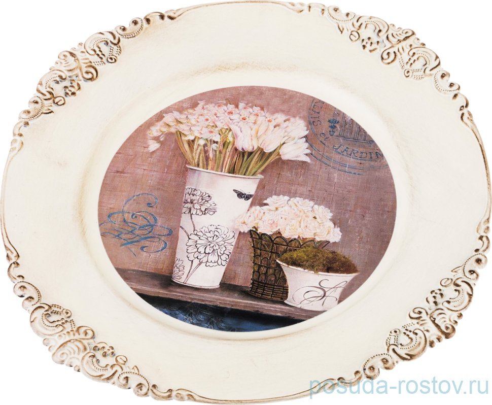 Поднос 33 см круглый "Старинный прованс" / 186031