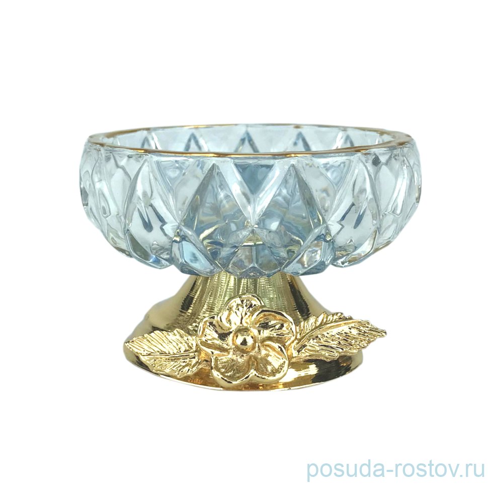 Розетка 8 см н/н синяя "Цветок /Золото" / 251591