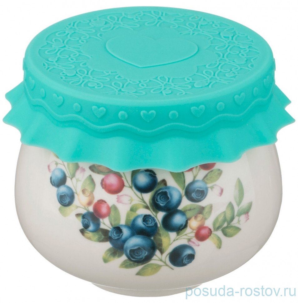 Емкость для меда/варенья 180 мл с силиконовой крышкой "Голубика" / 190397