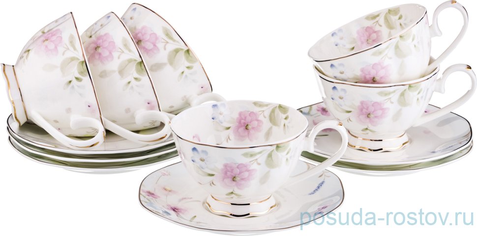 Набор чайных пар 250 мл 6 шт "Луговые цветы" / 189219 Набор чайных пар 250 мл 6 шт "Луговые цветы" / 189219