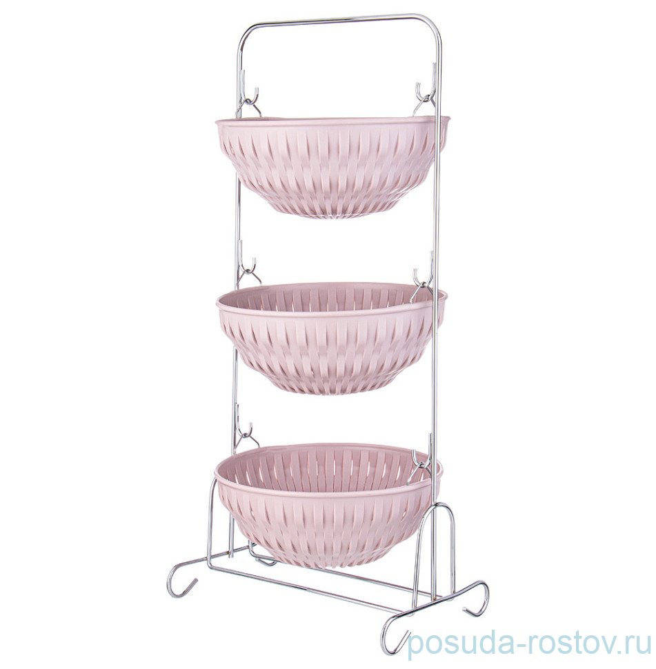 Корзина для овощей 3-х ярусная пудровая "Limon" / 330006
